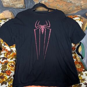 Men's Black T-Shirt with Red Spider Graphic